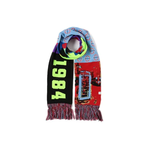 Beams Acrylic Knit Scarves Women's Red/Green