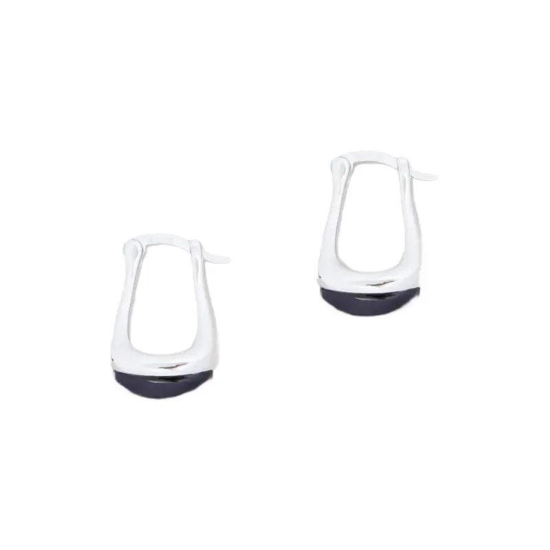 Sundanese S925 Silver Obsidian Earrings Women's-0
