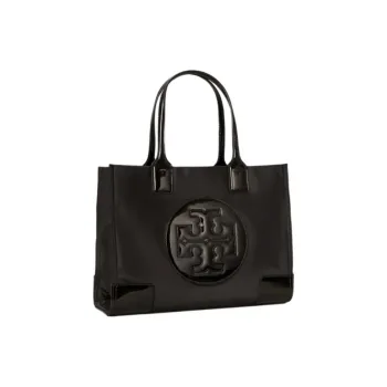 TORY BURCH Ella PU Tote Bag, Shopping Bag, Shoulder Bag, Handbag Trumpets Women's Black