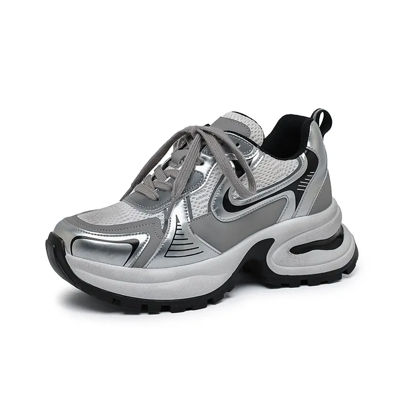 ΛOLUNKΛ Low Top Chunky Sneakers Unisex Silver-1