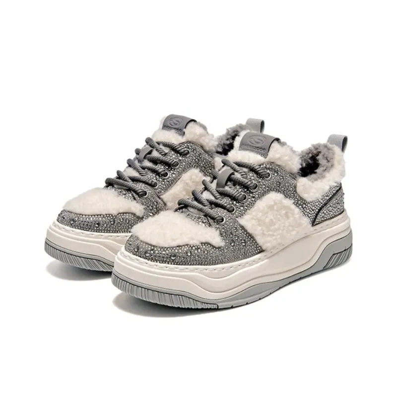 SHOESZOOO Low Top Skateboard Shoes Women's Moon Shadow Gray-1