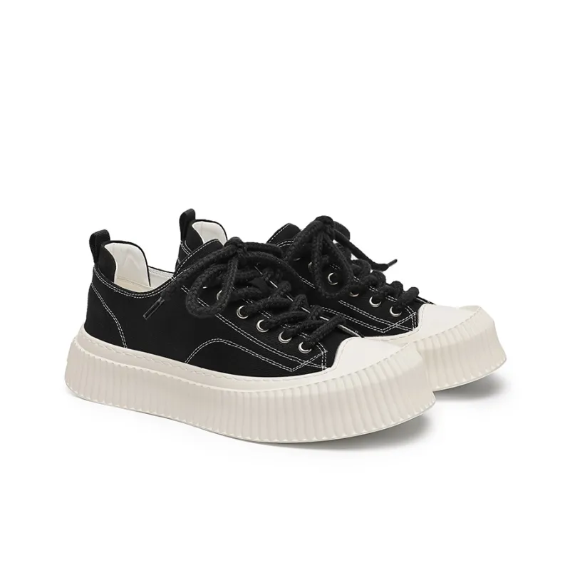 ΛOLUNKΛ Abrasion Resistant Slip Resistant Low Top Canvas Shoes Unisex Black-6