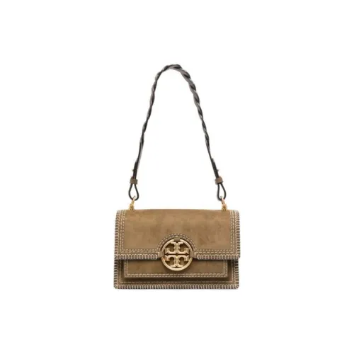 TORY BURCH Miller Suede With Leather Trim Crossbody Bag Shoulder Bag Women's Toasted Sesame Color