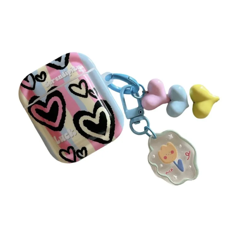 Baohuguang Compatible With AirPods 2/pro/1 TPU Korean Urban Chic Style Multicolor Heart Fully Enclosed Headphone Cases-1