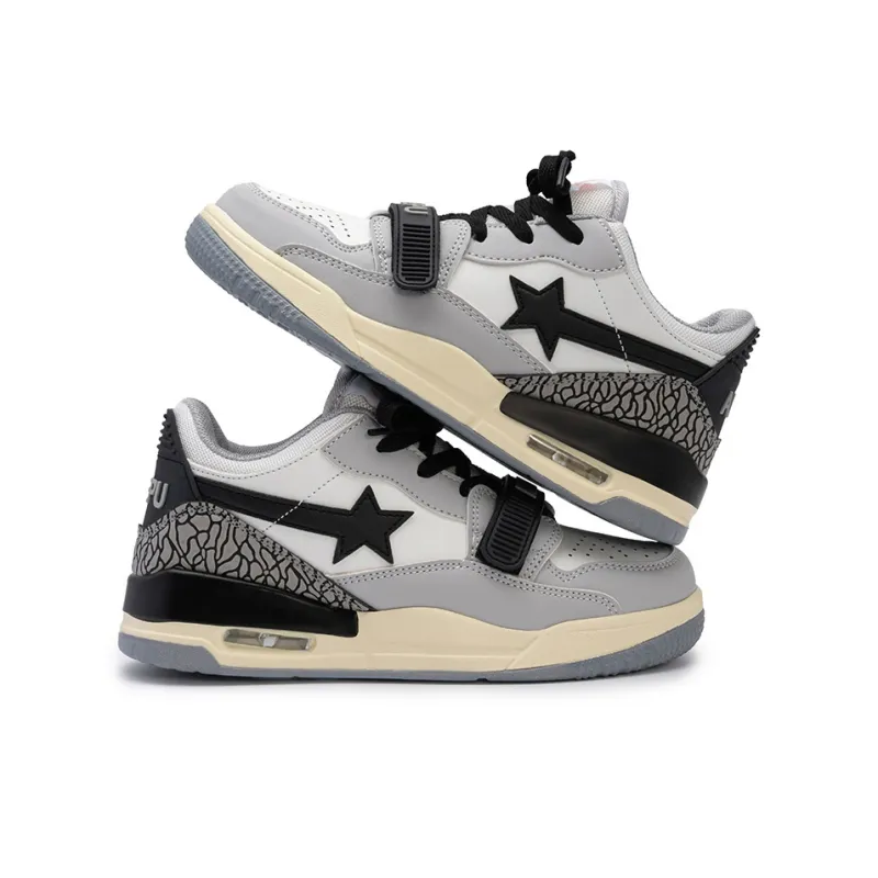 WELKIN&WZWJ Stars Collection White Sneakers Slip-Resistant Height Increasing Low-Top Skateboard Shoes Unisex-91