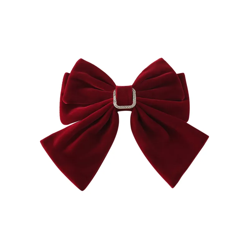 SENDME Velour Hair Clips Women's Red-0