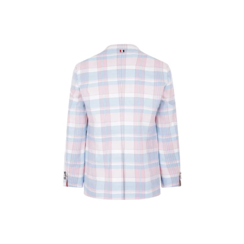 THOM BROWNE Plaid-Checked Pattern Tailored Blazer-1