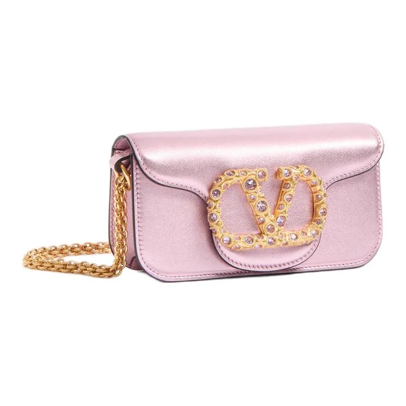 Valentino Locò Calfskin Shoulder Bag Crossbody Bag Handbag Small Size Women's Purple Pink-1