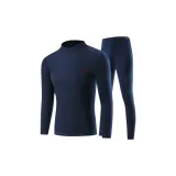 Mock Neck Clothing Sets (Navy Blue) Thickened and Fleece-Lined/Windproof Mock Neck
