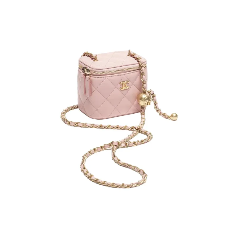CHANEL Sheepskin Box Bag, Makeup Bag, Shoulder Bag, Crossbody Bag Trumpets Women's Cherry Blossom Pink-1