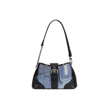 BREAKDANNY Denim Handbag Shoulder Bag Regular Women's Black/Denim Blue
