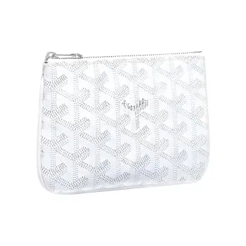 GOYARD SENAT Canvas With Calfskin Wallet Card Holder Clutch Mini Unisex White