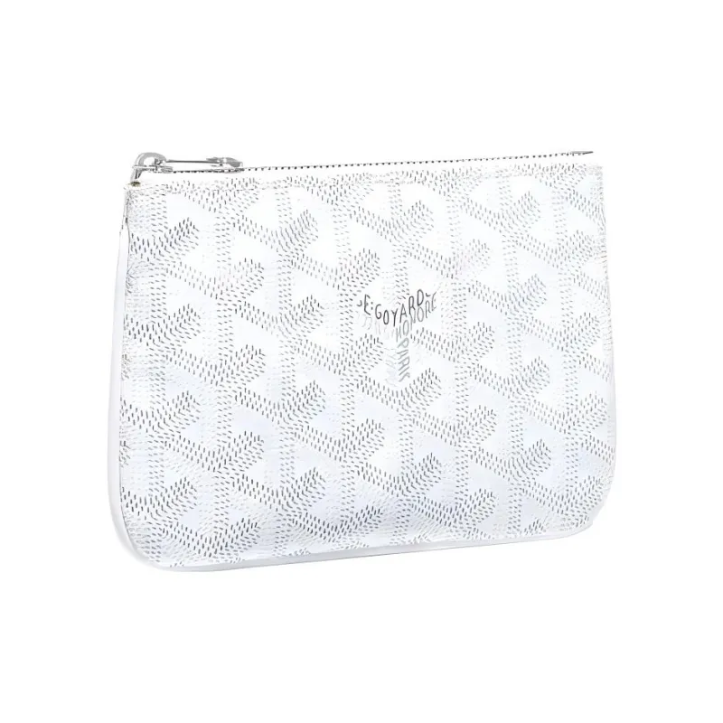 GOYARD SENAT Canvas With Calfskin Wallet Card Holder Clutch Mini Unisex White-0