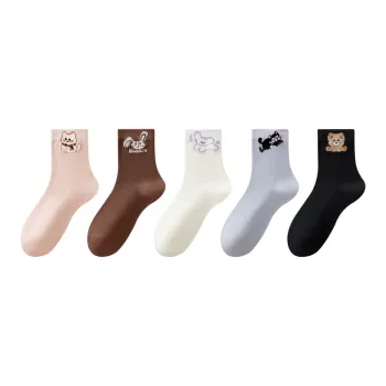 MIIOW Mid Calf Socks Women's 5 Pack Mixed Color