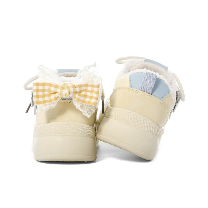 Lovely You Thermal Lightweight Slip Resistant Low Top Skateboard Shoes Women's Yellow Blue-10