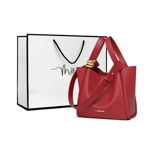 MILLIE'S Cow Leather Shoulder Bag, Crossbody Handbag, Basket Bag, Bucket Bag Regular Women's Red