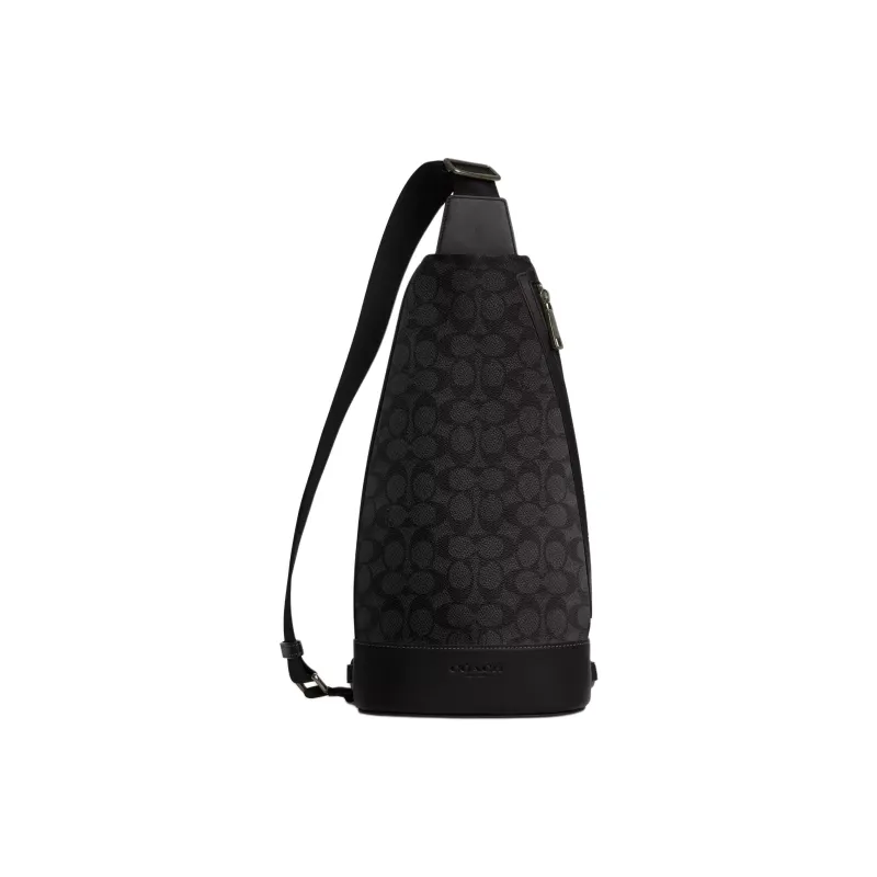 COACH Coated Canvas One Shoulder Crossbody Bag, Sling Bag Trumpets Men's Charcoal-0