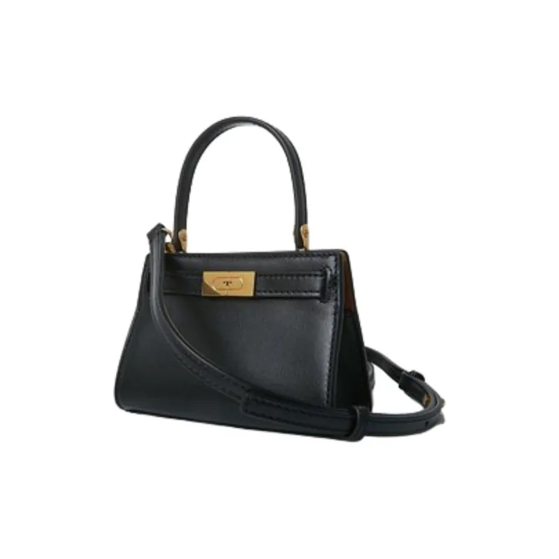 TORY BURCH Lee Radziwill Cow Leather Handbag, Shoulder Bag, Crossbody Bag Extra Small Women's Black/Black Gold-1