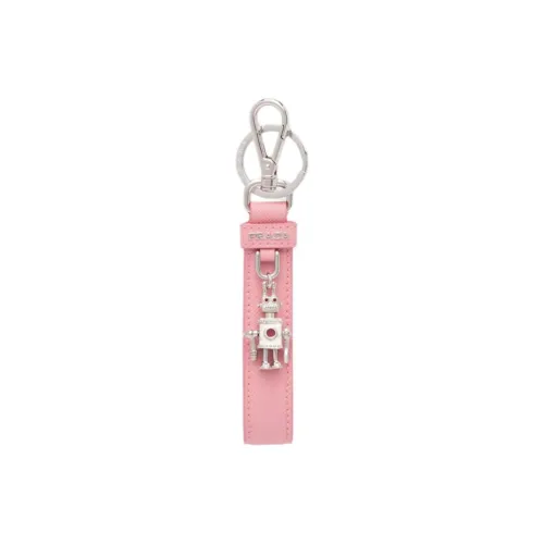 PRADA Leather Keychains Women's Pink