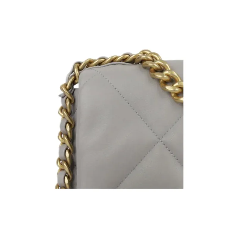 CHANEL 19Bag Lambskin & Metal Crossbody Bag, Shoulder Bag Trumpets Women's Dark Gray-2