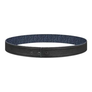 DIOR Calfskin Leather Belts Men's Blue Width 3.5CM