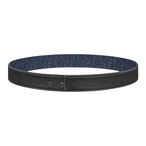 DIOR Calfskin Leather Belts Men's Blue Width 3.5CM