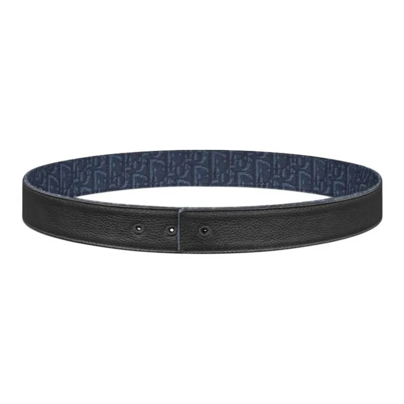 DIOR Calfskin Leather Belts Men's Blue Width 3.5CM-0