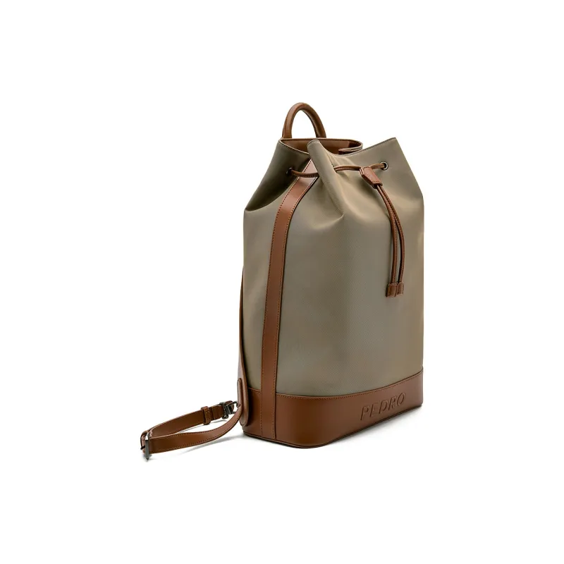 PEDRO Polyurethane Synthetic Leather Shoulder Bag, Crossbody Bag, Handbag Regular Men's Black/Sand-8