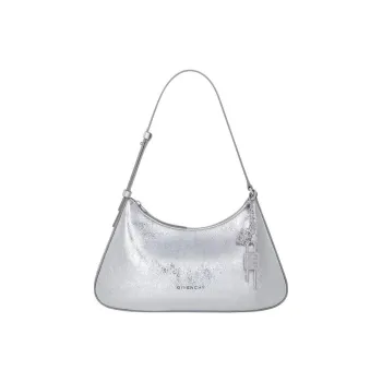 GIVENCHY Lucky Lock Calfskin Handbag, Shoulder Bag Small Size Women's Light Silver