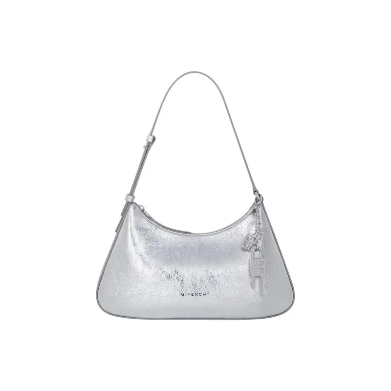 GIVENCHY Lucky Lock Calfskin Handbag, Shoulder Bag Small Size Women's Light Silver-0