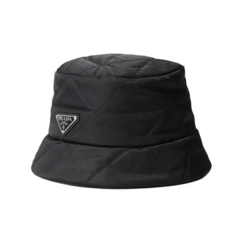 PRADA Recycled Nylon Cotton Bucket Hats Men's Black