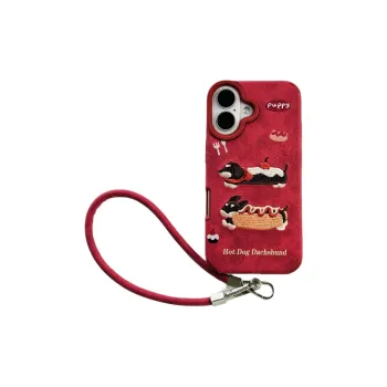 Wei Xin Leather Material Apple Hot Dog Sausage Dog Phone Cases Compatible With IPhone 16/15 Pro Max/Apple 13/14 Pro/Max
