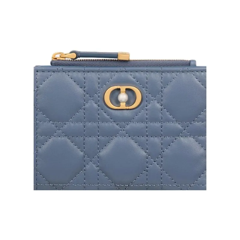 DIOR Jolie Lambskin Wallet Women's Denim Blue-4