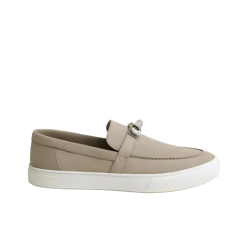 HERMES Slip On Game Loafers Men's Gray-1