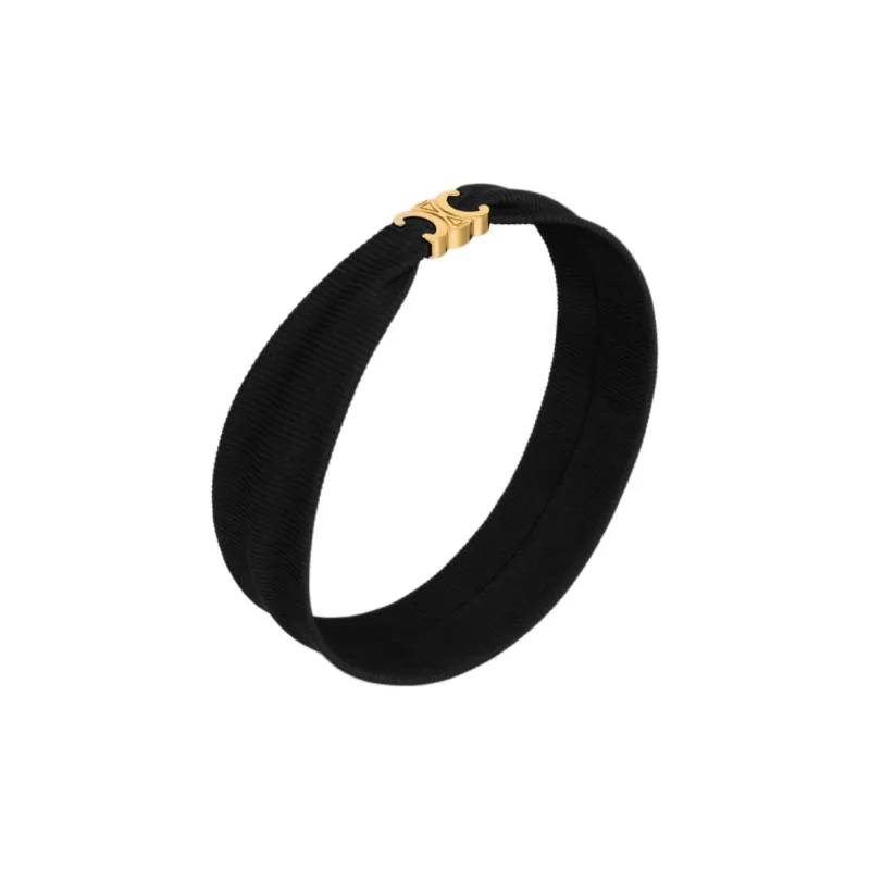 CELINE Triomphe Athletic Headband In Polyamide Elastane And Brass With Gold Finish-1