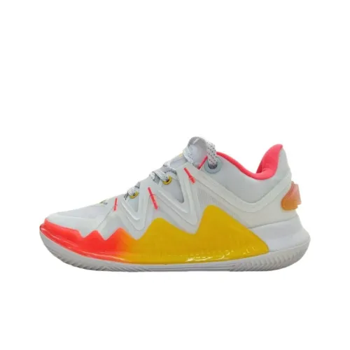 Erke Cushioning Wear Resistant Low Top Basketball Shoes Men's White Red Yellow