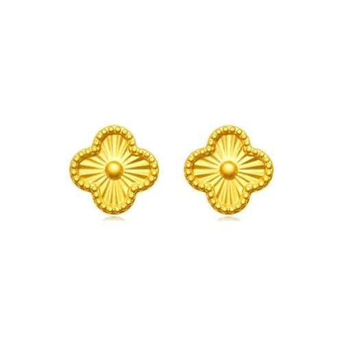KING TAI SANG 18K Gold Stud Earrings Women's