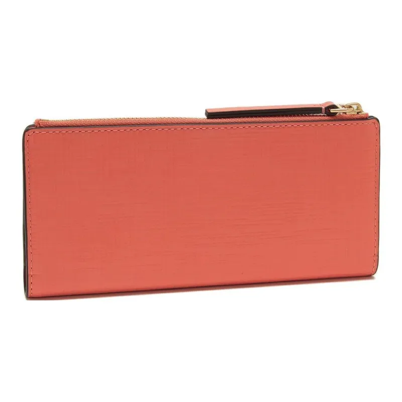 TORY BURCH Robinson Patent Leather, Cross Grain Leather Wallet Women's Coral Pink-2