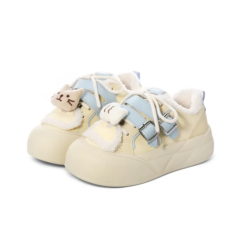 Lovely You Thermal Lightweight Slip Resistant Low Top Skateboard Shoes Women's Yellow Blue-14