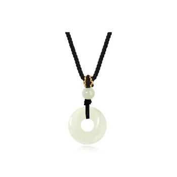 KING TAI SANG Hetian Jade Necklaces Pale Greenish White Jade Unisex