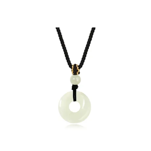 KING TAI SANG Hetian Jade Necklaces Pale Greenish White Jade Unisex