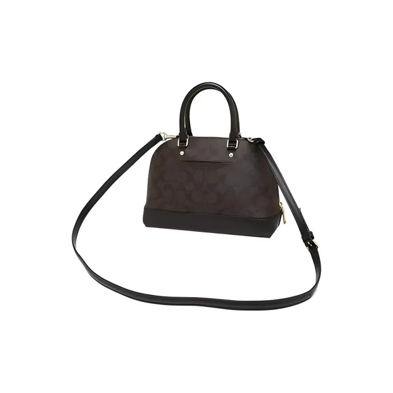 COACH Sierra Canvas With Leather Handbag Medium Size Women's Dark Coffee-1
