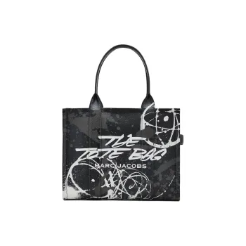 MARC JACOBS FUTURA Collaboration Full Grain Leather Tote Bag, Shopping Bag, Handbag Large Size Unisex Black
