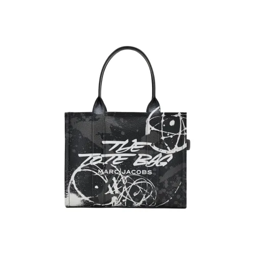 MARC JACOBS FUTURA Collaboration Full Grain Leather Tote Bag, Shopping Bag, Handbag Large Size Unisex Black