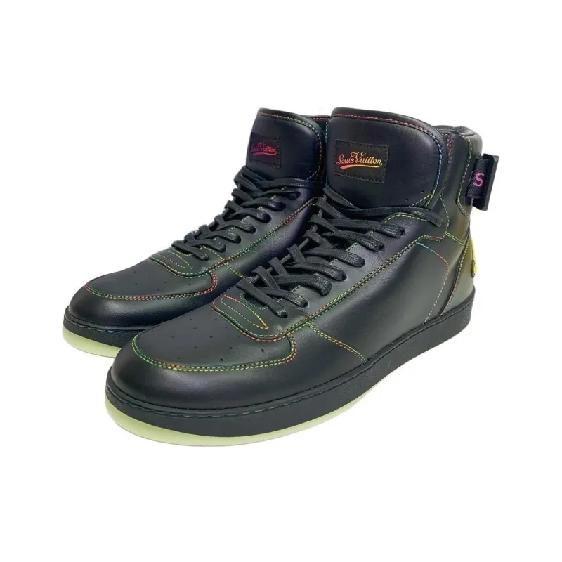LOUIS VUITTON High Top Skateboard Shoes Men's Black-2