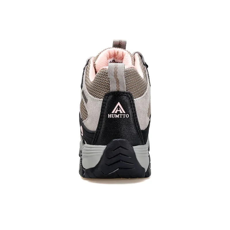 HUMTTO Abrasion Resistant Coverage Rebound High Top Hiking Shoes Women's Beige Gray-3