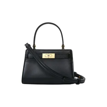 TORY BURCH Lee Radziwill Cow Leather Handbag, Shoulder Bag, Crossbody Bag Extra Small Women's Black/Black Gold