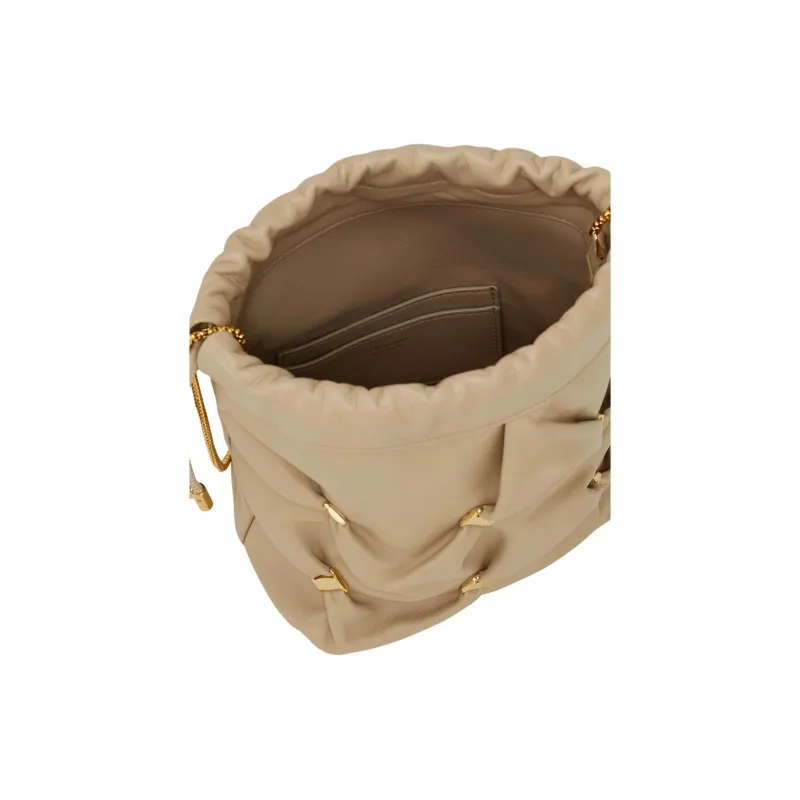 FERRAGAMO Nappa Leather Bucket Bags Crossbody Bag Shoulder Bag Mini Women's Taupe-5