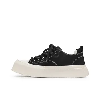 ΛOLUNKΛ Wear Resistant Slip Resistant Low Top Canvas Shoes Unisex Black