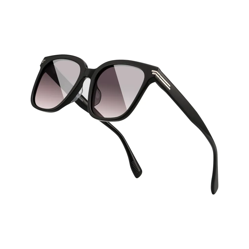 PULAIS Plate Frame Square Sunglasses Men's Black-7